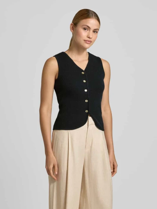 Zdjęcie produktu Kamizelka w kroju slim fit z domieszką bawełny model 'SILVIA' Vero Moda Czarny