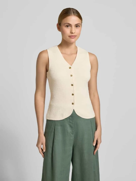 Zdjęcie produktu Kamizelka w kroju slim fit z domieszką bawełny model 'SILVIA' Vero Moda Écru