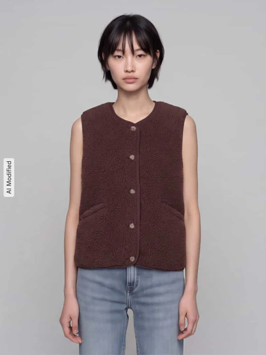 Zdjęcie produktu Kamizelka w stylu teddy w kroju regular fit model 'BABY' Only Czekoladowy