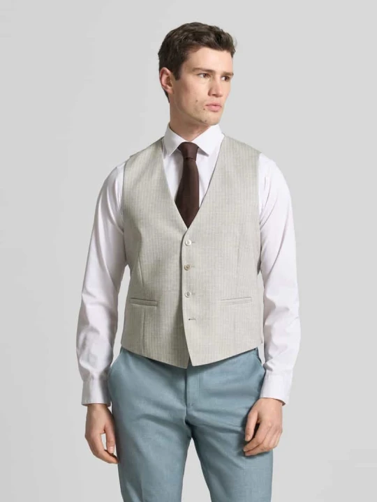 Zdjęcie produktu Kamizelka z dekoltem w serek i kieszeniami z lamówką Atelier Torino Beżowy