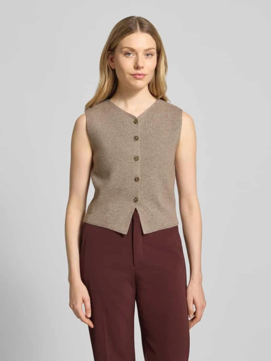 Zdjęcie produktu Kamizelka dzianinowa o kroju slim fit z dodatkiem wełny Oui