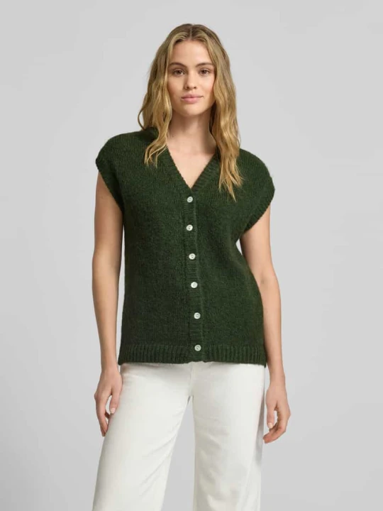 Zdjęcie produktu kamizelka dzianinowa o kroju regular fit z dodatkiem wełny model 'BELABLUE' Ichi Khaki