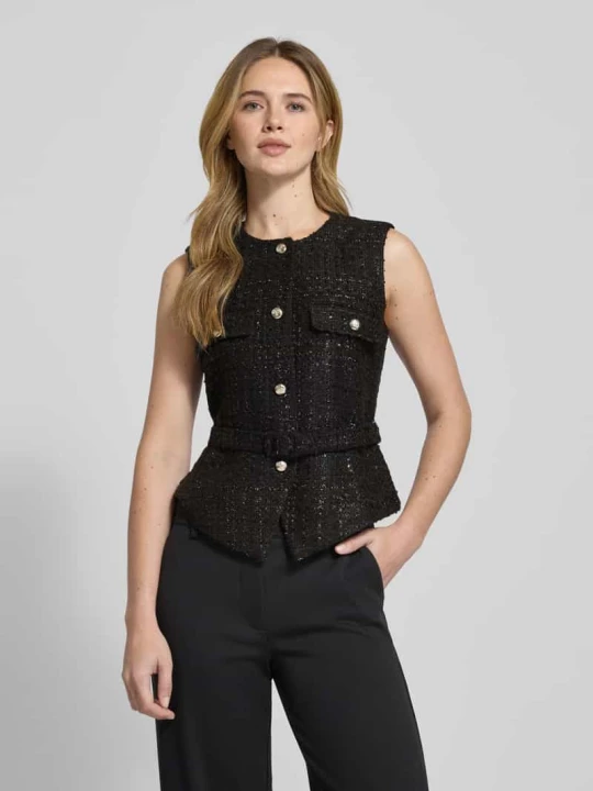 Zdjęcie produktu Kamizelka z efektem bouclé i paskiem model ‘Viola’ JOOP! Czarny