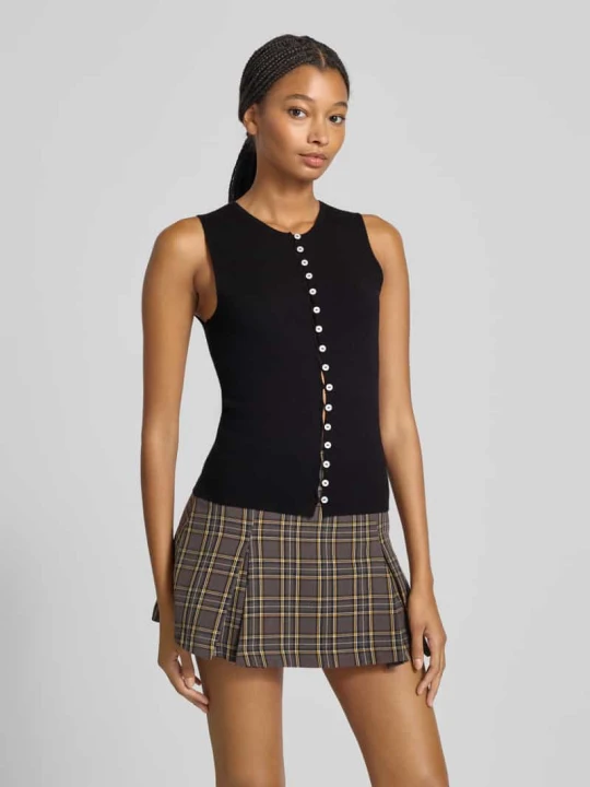 Zdjęcie produktu Kamizelka z imitacji dzianiny Gina Tricot Czarny