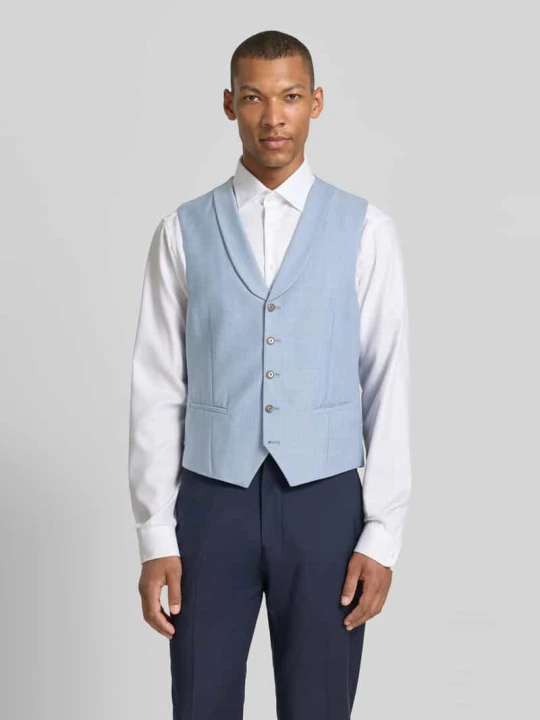 Zdjęcie produktu Kamizelka z wiskozy z szalowym kołnierzem model 'PHILIPP' CG - Club of Gents Jasnoniebieski