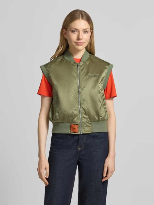 Zdjęcie produktu Kamizelka z zamkiem błyskawicznym i detal z logo ORIGINAL BOMBERS Oliwkowy
