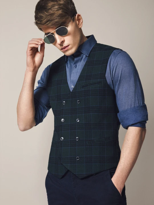 Zdjęcie produktu Kamizelka Zielona w Kratę Tartan Modena Lancerto