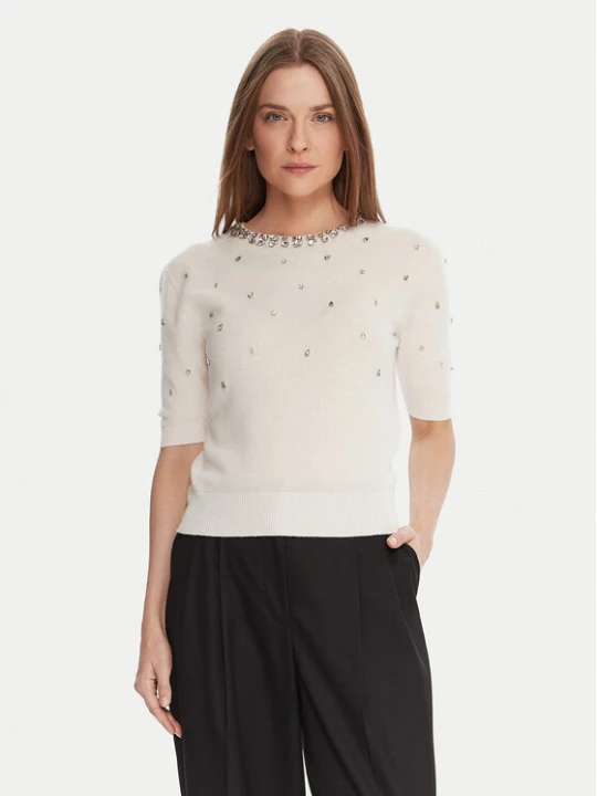 Zdjęcie produktu KAOS Sweter RI1KT021 Écru Regular Fit Kremowy