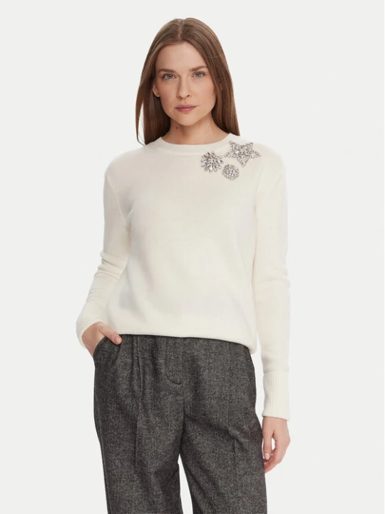 Zdjęcie produktu KAOS Sweter RI1KT022 Écru Regular Fit Kremowy