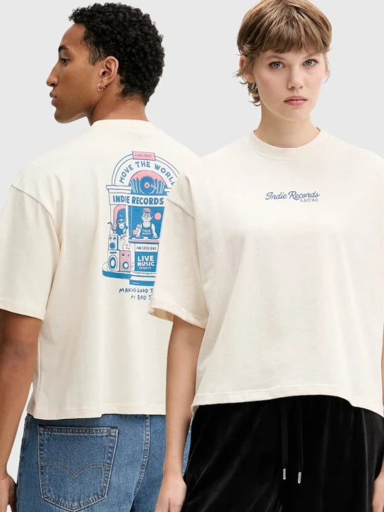 Zdjęcie produktu Kaotiko t-shirt bawełniany beżowy
