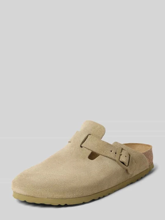 Zdjęcie produktu Kapcie skórzane ze sprzączką model ‘Boston’ Birkenstock Beżowy