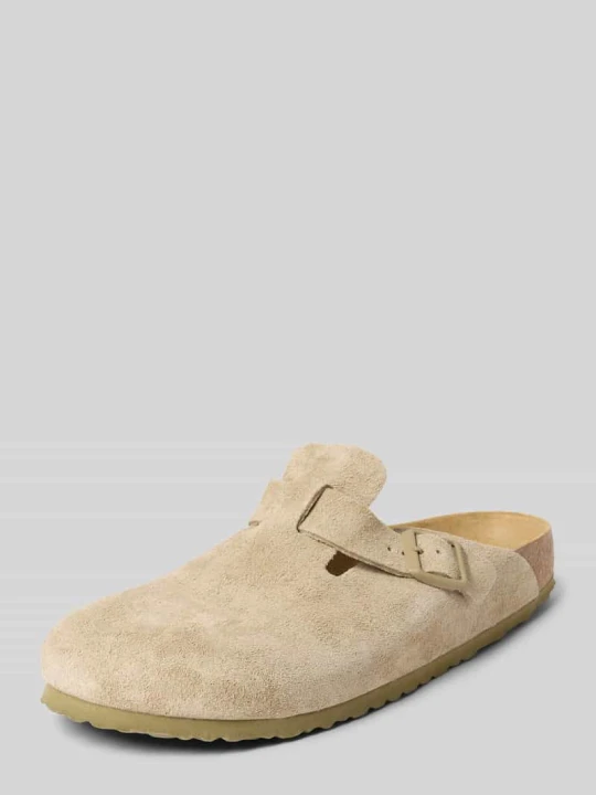 Zdjęcie produktu Kapcie skórzane ze sprzączką model ‘Boston’ Birkenstock Beżowy