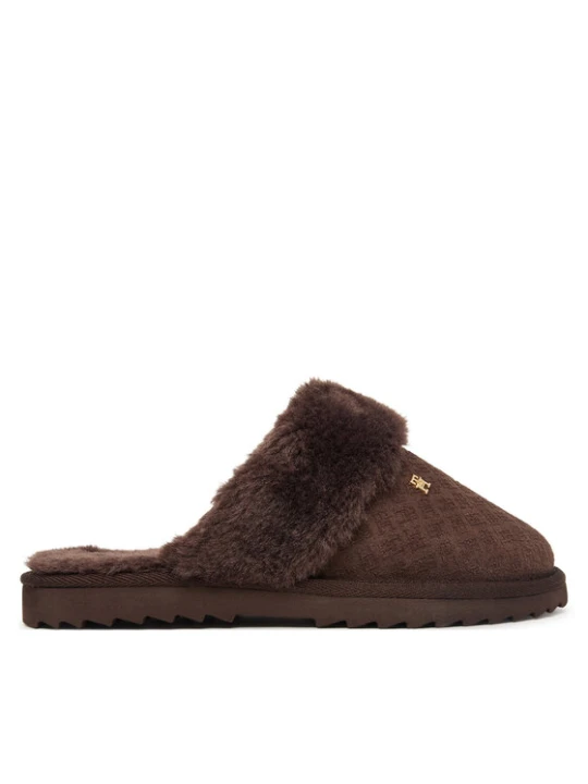 Zdjęcie produktu Kapcie Tommy Hilfiger Th Premium Shearling Shoes FW0FW09947 Brązowy ciemny