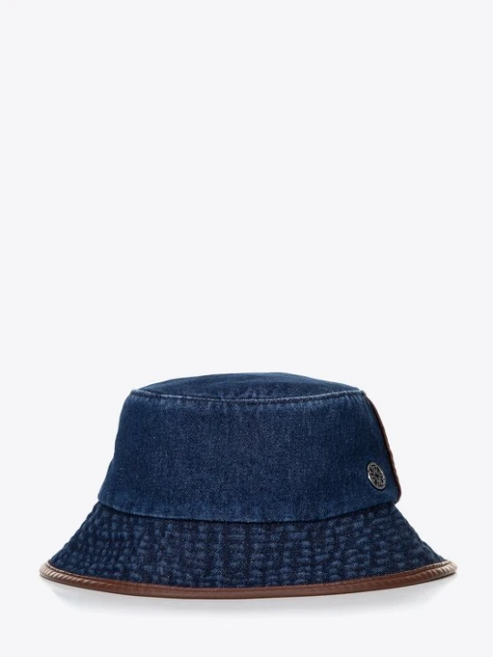 Zdjęcie produktu Kapelusz typu bucket z domieszką bawełny unisex granatowo - brązowy Wittchen