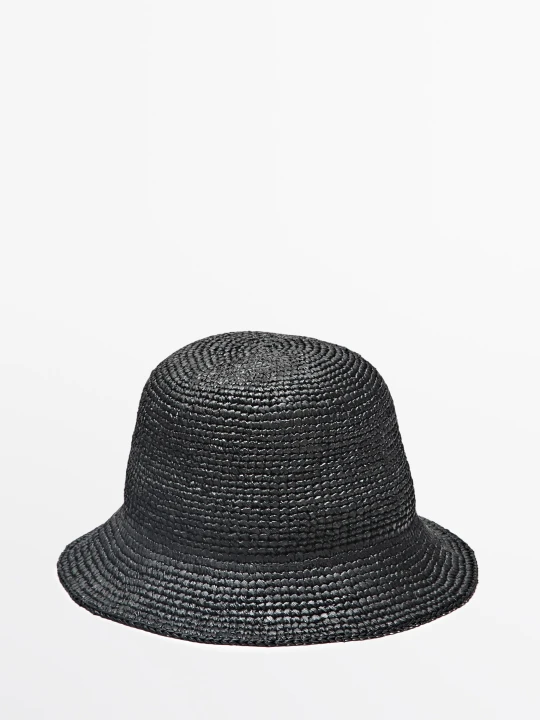 Zdjęcie produktu Kapelusz Typu Bucket Z Rafii - Czarny - Massimo Dutti - Female