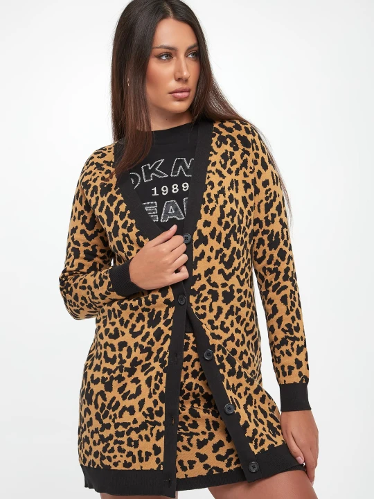Zdjęcie produktu Kardigan damski w panterkę DKNY