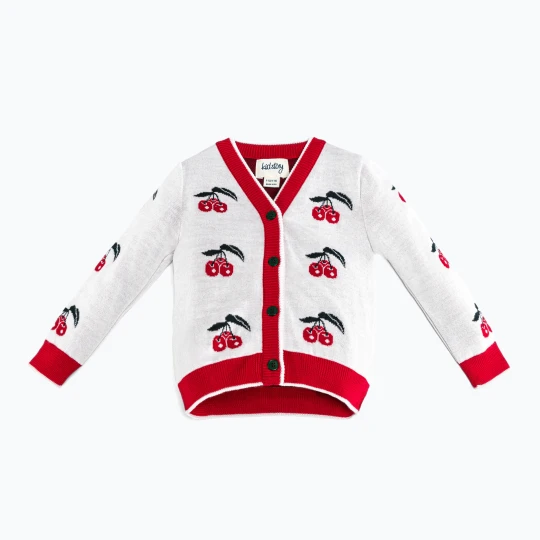 Zdjęcie produktu Kardigan dziecięcy KID STORY Merino happy cherry Biały
