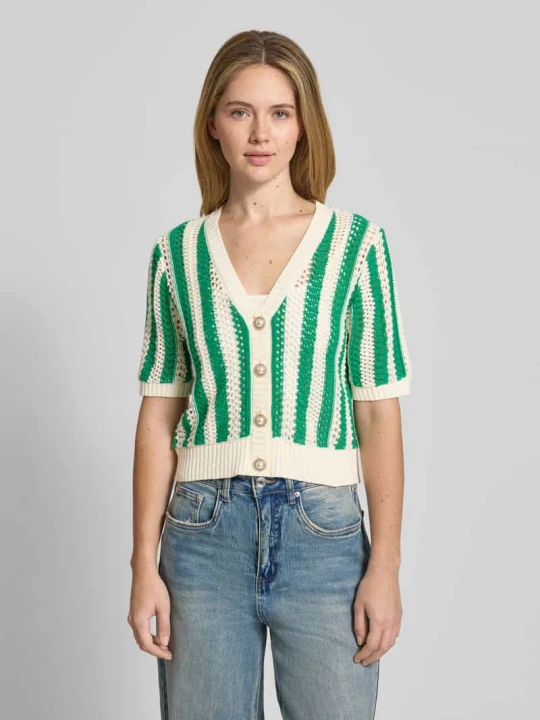 Zdjęcie produktu Kardigan o krótkim kroju z ażurowym wzorem Model 'Siva' Lollys Laundry Zielony