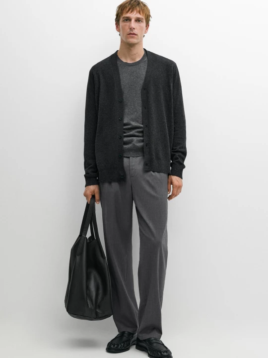 Zdjęcie produktu Kardigan Na Guziki Ze 100% Kaszmiru - Brudnoszary - Massimo Dutti - Male