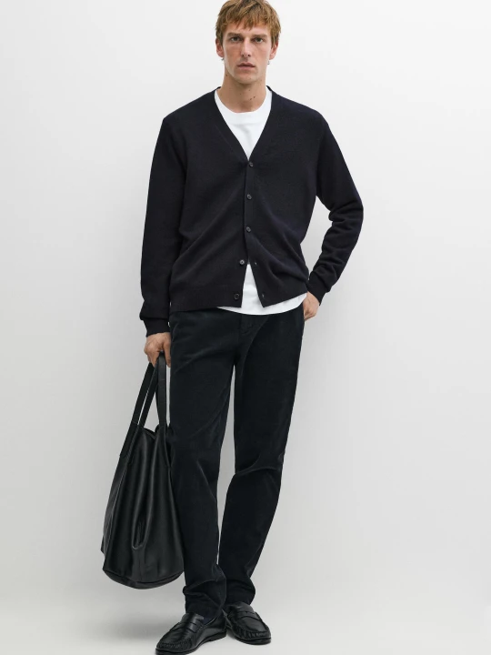 Zdjęcie produktu Kardigan Na Guziki Ze 100% Kaszmiru - Granatowy - Massimo Dutti - Male