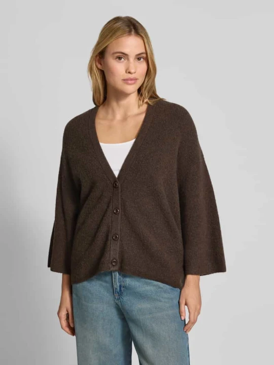 Zdjęcie produktu Kardigan o kroju oversized z domieszką bawełny model 'DAMSVILLE' American Vintage Ciemnobrązowy