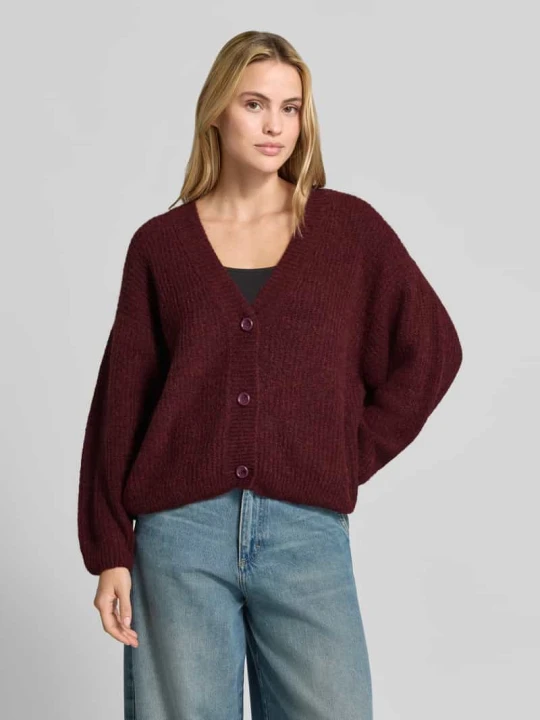 Zdjęcie produktu Kardigan o kroju oversized z domieszką wełny z alpaki model 'East' American Vintage Bordowy
