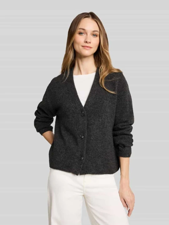 Zdjęcie produktu kardigan o kroju regular fit z dekoltem w serek Tom Tailor Ciemnoszary