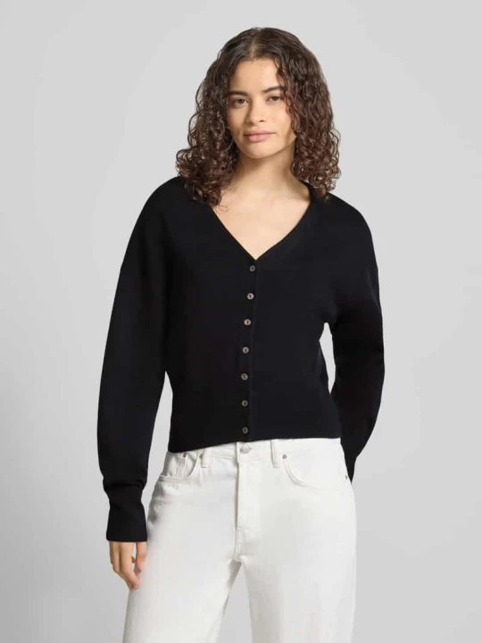 Zdjęcie produktu kardigan o kroju regular fit z dodatkiem wiskozy model 'Compact' Topshop Czarny