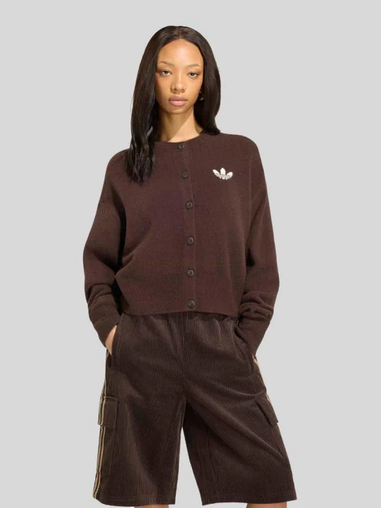 Zdjęcie produktu kardigan rozpinany o kroju regular fit z dodatkiem bawełny adidas Originals Czekoladowy