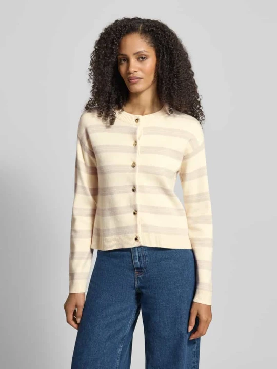 Zdjęcie produktu Kardigan o kroju regular fit z Mieszanka wiskozy Model 'GOLD STRIPE' Vero Moda Écru