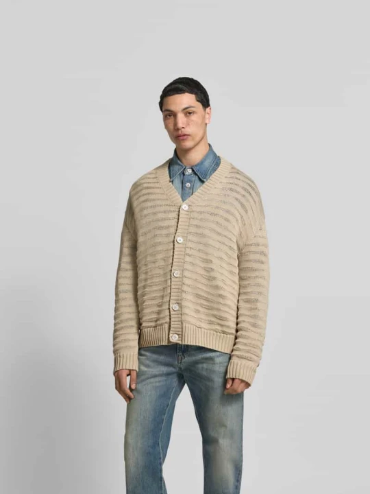 Zdjęcie produktu Kardigan o kroju relaxed fit w dzianinowym stylu MM6 Maison Margiela Beżowy