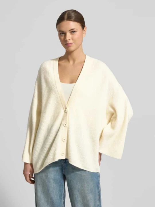 Zdjęcie produktu Kardigan o kroju relaxed fit z dodatkiem wełny model 'Damsville' American Vintage Écru melanż