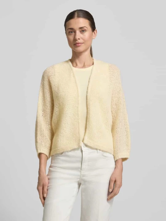 Zdjęcie produktu Kardigan o kroju relaxed fit z domieszką wełny z młodej alpaki model 'Tulea' Someday Jasnożółty