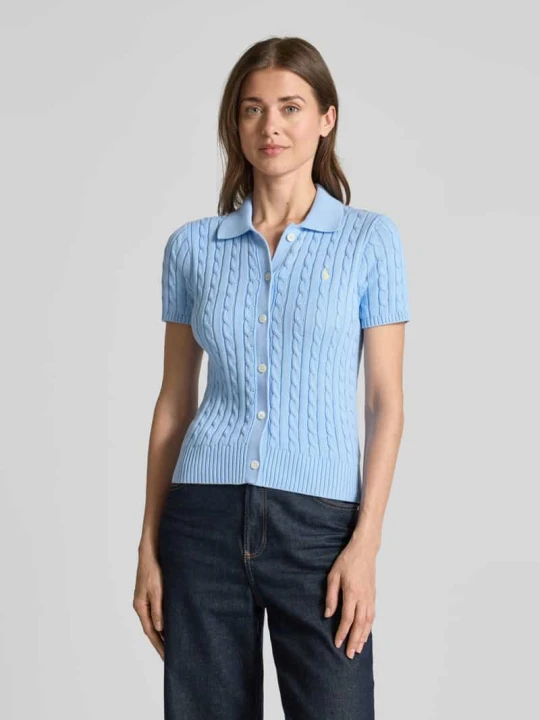 Zdjęcie produktu Kardigan o kroju slim fit z kołnierzykiem polo Polo Ralph Lauren Jasnoniebieski
