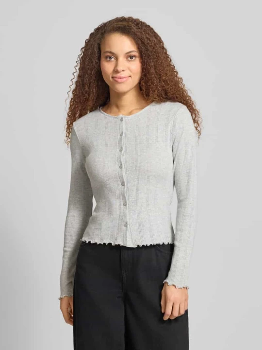Zdjęcie produktu Kardigan o kroju slim fit z mieszanki bawełny i wiskozy model 'MARIE' Pieces Jasnoszary