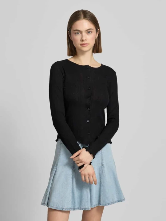 Zdjęcie produktu Kardigan o kroju slim fit z mieszanki bawełny i wiskozy model 'MARIE' Pieces Czarny