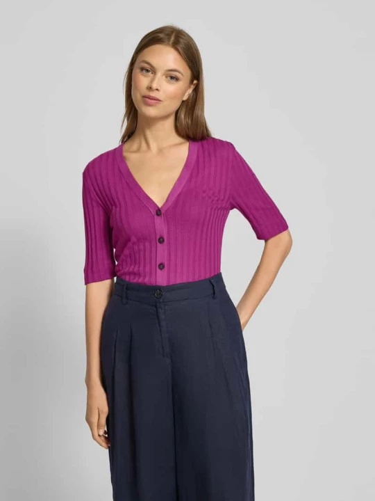 Zdjęcie produktu Kardigan o kroju slim fit z mieszanki modalu i bawełny Marc O'Polo Fuksjowy