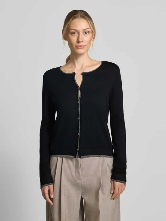 Zdjęcie produktu kardigan o kroju slim fit z mieszanki wiskozy model 'MAGLIA APERTA' Liu Jo Czarny