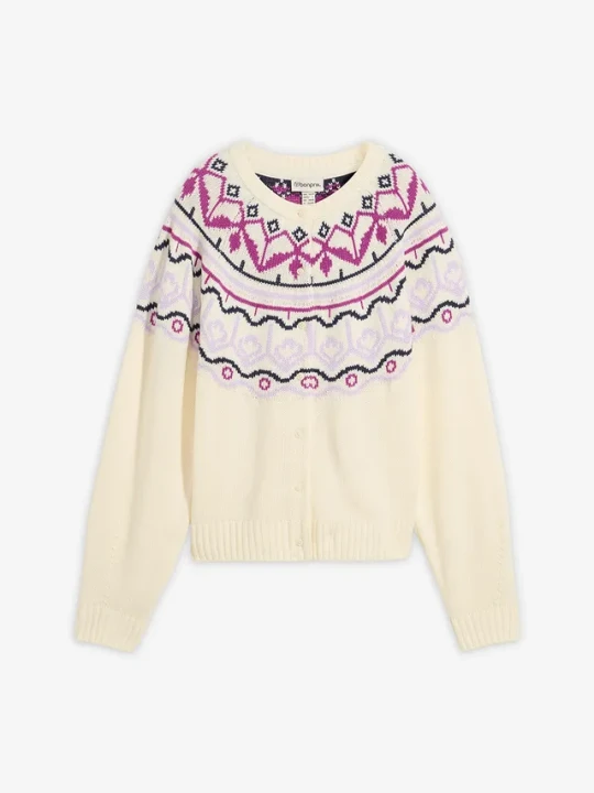 Zdjęcie produktu Kardigan oversize z norweskim wzorem BonPrix biały