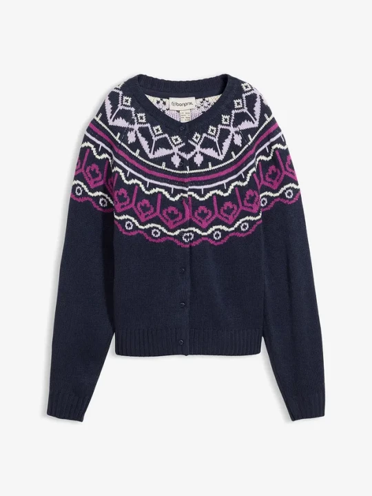 Zdjęcie produktu Kardigan oversize z norweskim wzorem BonPrix niebieski