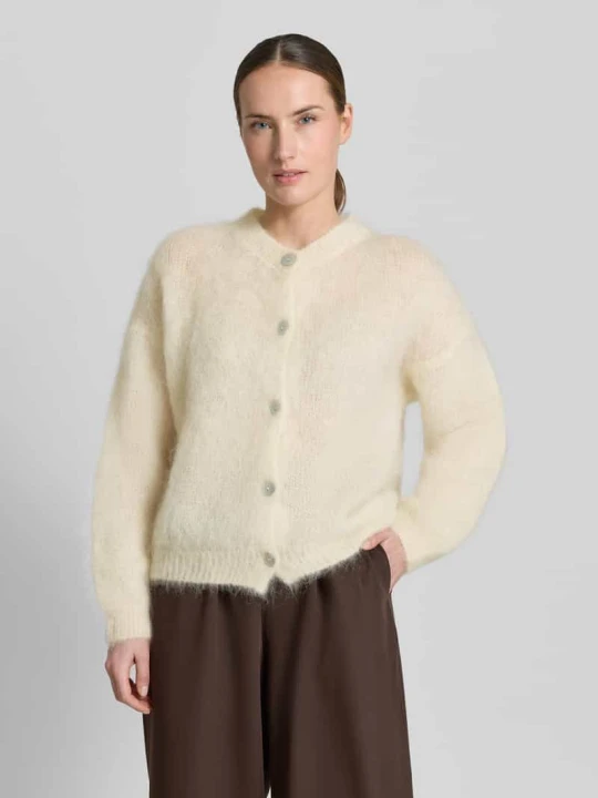 Zdjęcie produktu Kardigan rozpinany o kroju loose fit z mieszanki moheru model 'AMANDA' VILLA SOPHIE Biały