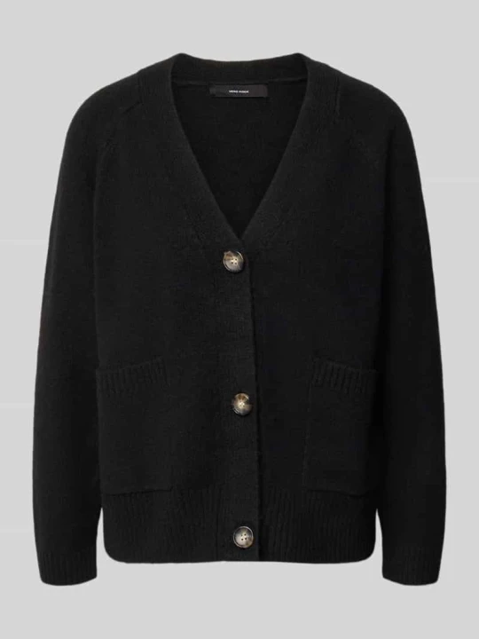 Zdjęcie produktu kardigan rozpinany o kroju oversized z dodatkiem wełny model 'BOOM' Vero Moda Czarny