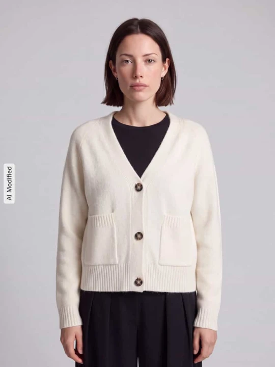 Zdjęcie produktu kardigan rozpinany o kroju oversized z dodatkiem wełny model 'BOOM' Vero Moda Écru