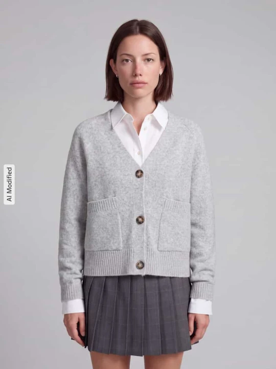 Zdjęcie produktu kardigan rozpinany o kroju oversized z dodatkiem wełny model 'BOOM' Vero Moda Jasnoszary melanż