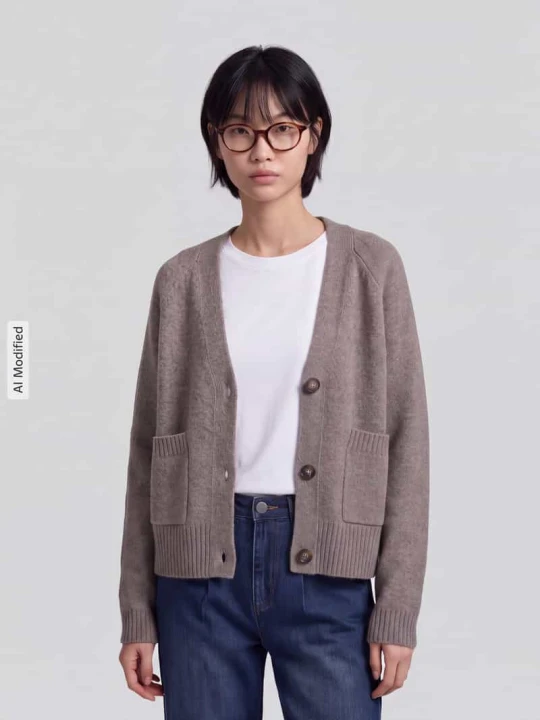 Zdjęcie produktu kardigan rozpinany o kroju oversized z dodatkiem wełny model 'BOOM' Vero Moda Piaskowy melanż
