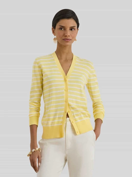 Zdjęcie produktu Kardigan rozpinany o kroju regular fit z czystej bawełny Lauren Ralph Lauren Jasnożółty