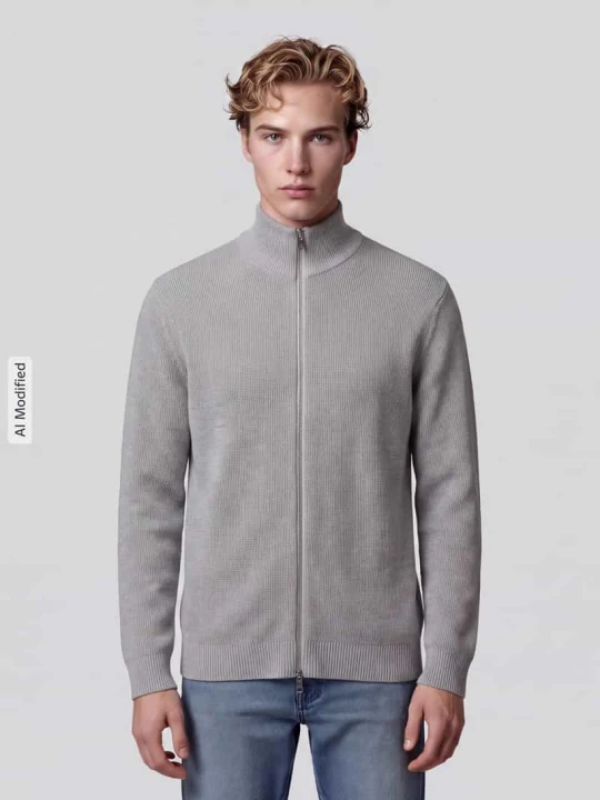 Zdjęcie produktu kardigan rozpinany o kroju regular fit z czystej bawełny model 'DANE' Selected Jasnoszary