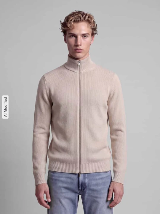 Zdjęcie produktu kardigan rozpinany o kroju regular fit z czystej bawełny model 'DANE' Selected Złamany biały