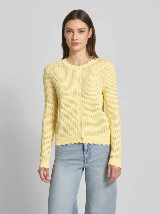 Zdjęcie produktu Kardigan rozpinany o kroju regular fit z czystej bawełny model 'SCOUT' Pieces Jasnożółty