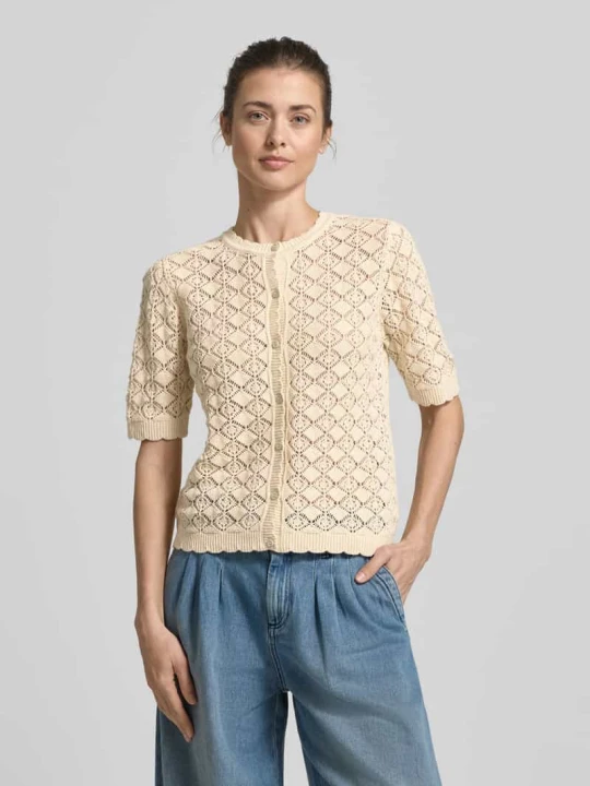 Zdjęcie produktu Kardigan rozpinany o kroju regular fit z czystej bawełny model 'SOFIA' Selected Złamany biały